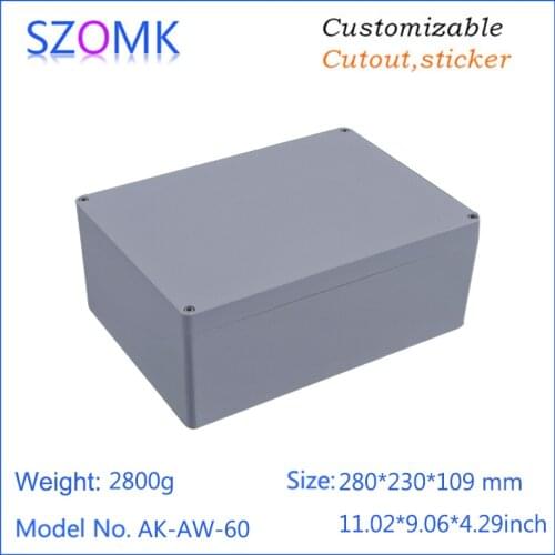 1 piece, 280*230*109mm szomk aluminum enclosure electronics die casting waterproof junction box aluminum housing case