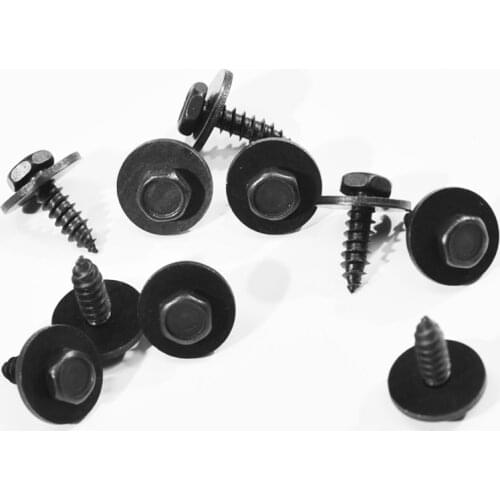 10Pcs/Set Self Tapping Tapper Screw And Washer For BMW 4.8 x 19 mm Black 8mm Self Tapping Tapper Screws