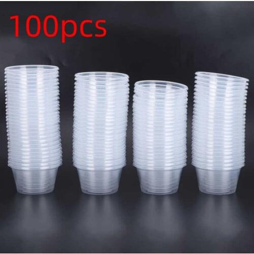 100Pcs Disposable Sauce Packaging Box Transparent Round Seasoning Cup with Lid 2oz Packaging Sauce Box