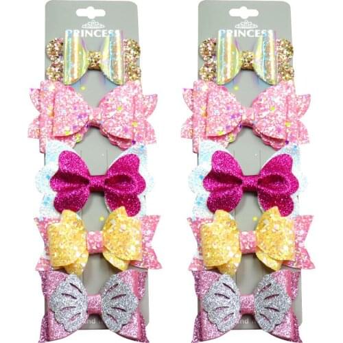 5PCS/Card Lovely 5 MIX Styles Ties Bow Creativity Hairpins For Baby Girls Clips Pins Barrette Scrunchy Kids Hair Accessories NEW