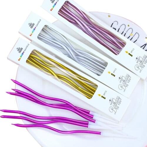 6pcs Curve Birthday Cake Candles Colorful Baby Holiday Party Cake Decoration Supplies Wedding Dessert Decor