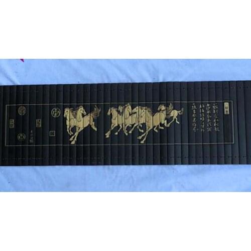 Antique bamboo book Eight horses very good