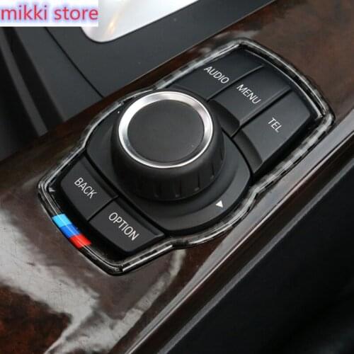 Carbon Fiber Car Inner Multimedia Buttons Frame Cover Trim Sticker For BMW F01 F10 F15 F16 F20 F48 F45 F30 F32 F34 F35 F36 E90