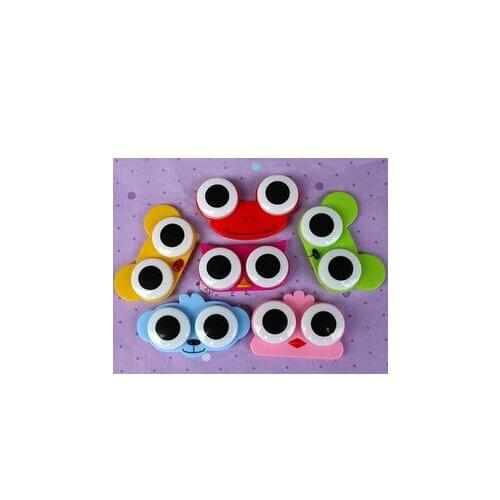Free ship!1lot=12set! Cute animal head contact lenses box / double-box / invisible eye pupil care case/pencil case