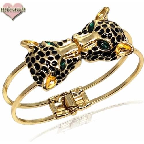 Europe United States Tous Double Black Charms Leopard Head Bracelet Fashion Animal Exaggeration Kissing Ofertas Relampago 2019