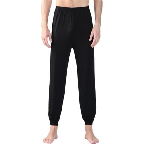 Mens pants black pants spring summer high waist elastic length plus large size sports pants home pants pyjama homme sexy
