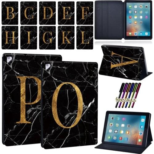 Tablet Case for Apple IPad Air 1/2/3/iPad Pro 9.7/2nd Gen/(2018) 1st Gen/(2020)2nd Gen 26 Letter Leather Protective Case+Stylus