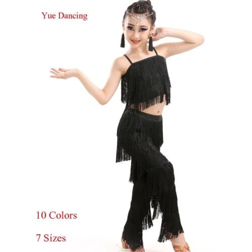 Junior Latin Samba Dancewear Fringe Child Fancy Salsa Clothes Latin Dance Costume Kids Dancing Dress Latino Girl Tango Clothing