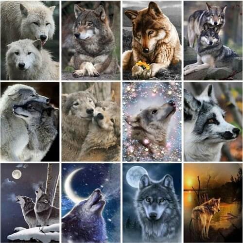 Diy Wolf 5D Diamond Painting Full Square Drill Rhinestone Animal Diamond Embroidery Cross Stitch Kit Home Decor Wall Art Gift