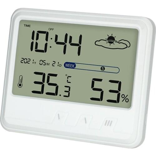 Electronic Temperature Humidity Meters with Time Date Week Backlight LCD Display Clock Calendar USB Desk Hygrometer Thermometer