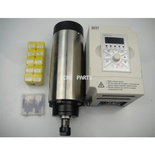 CNC milling spindle ER16 1.5KW air cooling spindle+10 pieces ER16 collets+1.5KW VFD inverter+cnc engravin bits