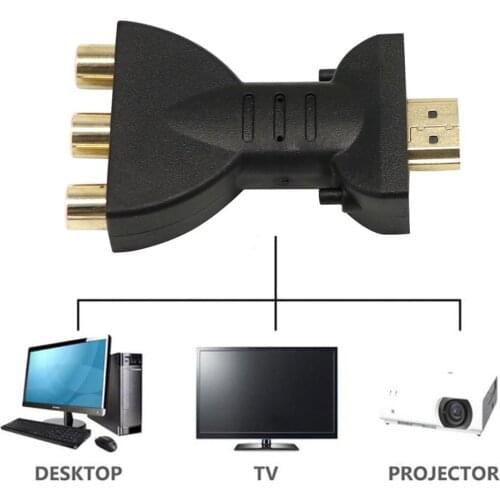 Flexible Portable HDMI-Compatible To 3 RCA Video Audio AV Adapter Component Converter For HDTV DVD Projector Converter