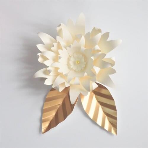 Artificial Flowers 20CM + Leaves 15CM Fleurs Artificielles Backdrop DIY Giant Paper Flowers Wedding Party Decor Baby Shower