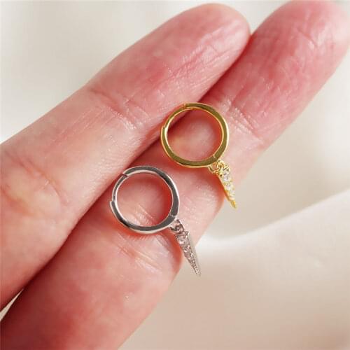 LOOXI 2021 New Small Silver Gold Color Hanging Stud Earrings for Women Minimalist Geometry Triangle Slice Charm Piercing Earring