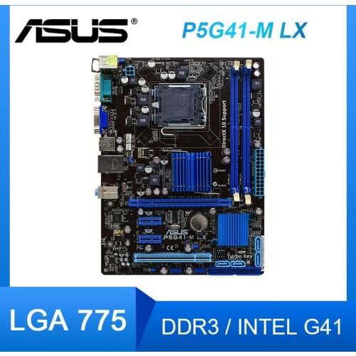 ASUS P5G41-M LX Desktop Motherboard LGA 775 Intel G41 DDR2 8 GB RAM USB 2.0 DMI 2.0 Celeron 400 sequence micro ATX Motherboard
