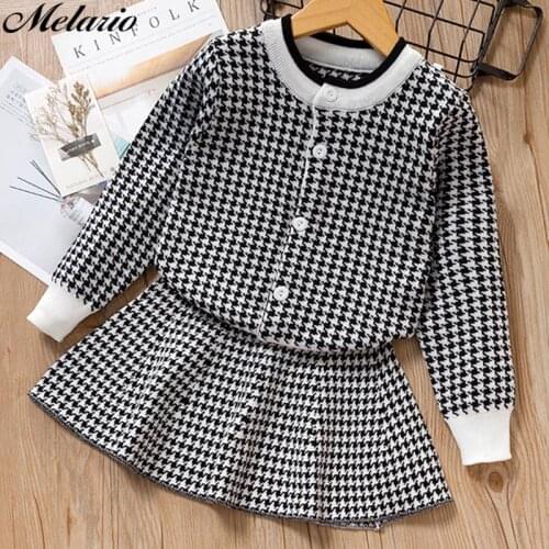 Melario Girls Plaid Sweater Dress Autumn Winter Children Toddler Baby Clothes Dress for Girl Kids Princess Party Dresses Suit