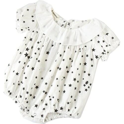 Sweet Doll collar Cotton Short Sleeve Newborn Baby Girls Bodysuit Leotard Tops Solid Color Soft Fashion Summer Baby Clothes
