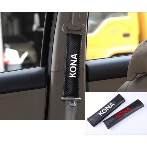 2Pcs PU Fashion Car Safety Seat belt shoulder Pads Car safety Seat Belt Cover for Hyundai Kona