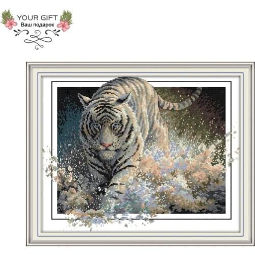 Joy Sunday Tiger Cross Stitch DA259 14CT 11CT Counted and Stamped Home Decor Animal Handcraft Embroidery Cross Stitch Kit