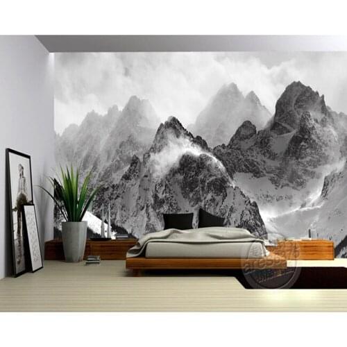 The latest 3D wallpaper,black and white mountains and clouds de parede Papel for the sofa TV bedroom background papel de parede