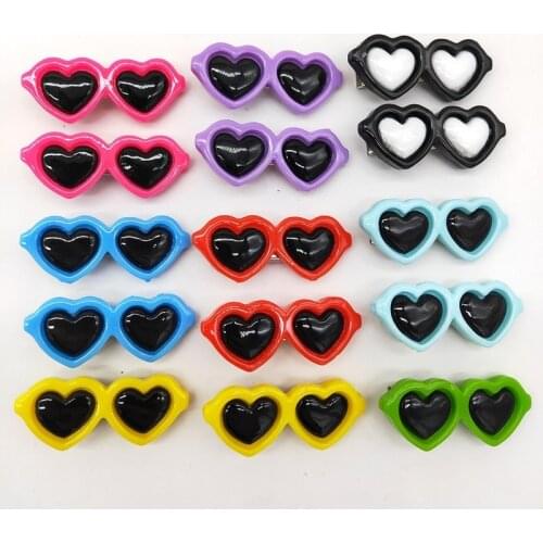 New Pet Lovely Heart Sunglasses Hairpins Pet Dog Bows Hair Clips for Puppy Dogs Cat Yorkie Teddy Pet Hair Decor Pet Supplies