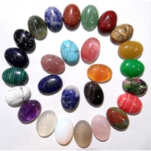 25mm*18mm Natural Stone tiger eye Turquoises Quartz Crystal Oval Cabochon pendant for diy tiger eye Jewelry making necklace20pc