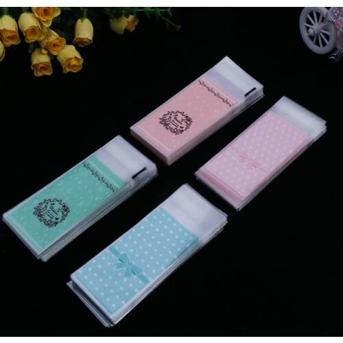 100pcs mini plastic biscuit packaging 5x10cm cake packaging bag opp self-adhesive bag gift bag candy bag party decoration
