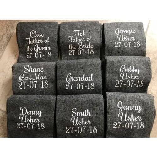Customize grey wedding groom best man groomsman thank you socks Bachelorette father of the bride groom bridesman socks gifts