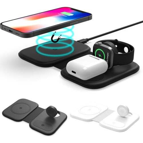 Folding Wireless Charger Dual Device Watch Charger Magnetic For IPhone 12 For IWatch Outdoor Travel Fast Charge For Type-c Usb