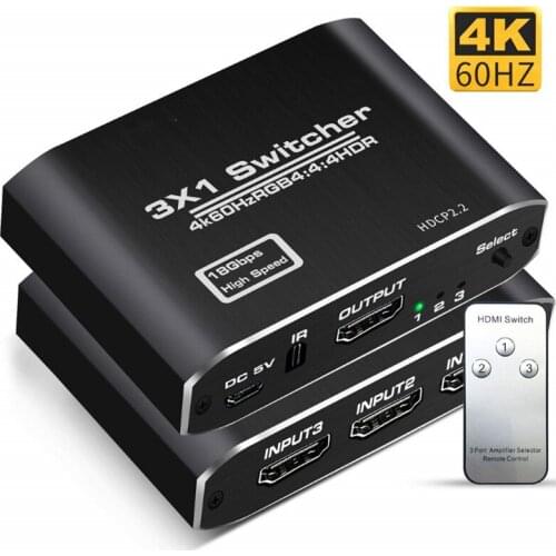 Ultra HD HDMI Switcher Splitter 3 Input 1 Output HDMI Switch 3x1 for PS4 HD TV 4K 3 in 1 out Adapter