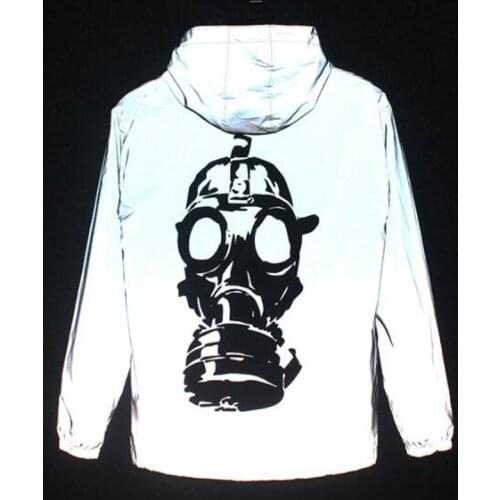 Men Reflective Jacket Trendy Women Windbreaker Hip Hop Hooded Coat Waterproof Printed Streetwear Night Shiny Jackets 5XL