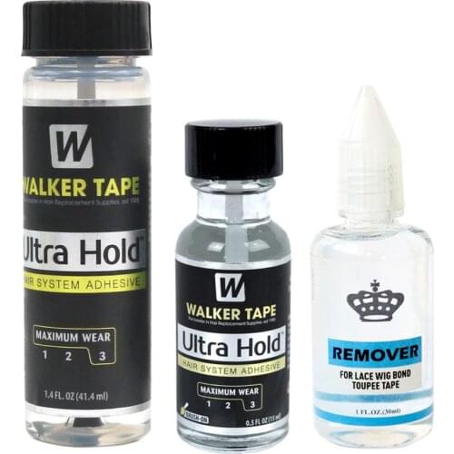 Wholesale stock lace wig silicone adhesive glue solution tape glue ultra hold walker tape and remover for lace wig glue