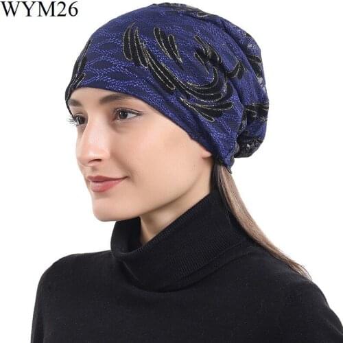 Unisex Beanie Hat Cotton Turban Hats Women Men Slouchy Beanie Bandanas Printed Sleep Cap Chemo Cancer Hat