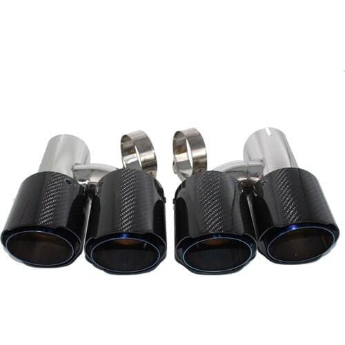 Exhaust pipe tail mouth H-shaped double-out nozzle carbon fiber twill grilled blue tail throat four-out tail throat silencer