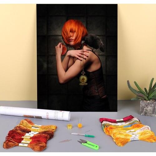 Woman Girl Printed 11CT Cross-Stitch Embroidery Full Kit DMC Threads Handiwork Painting Handicraft Hobby Gift Magic