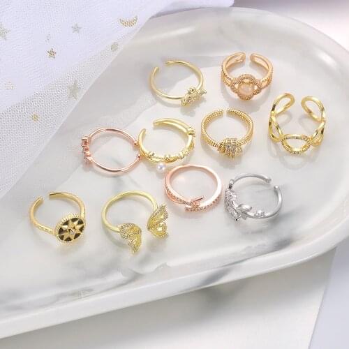 Women Ring Opening Adjustable Ring Inlaid Cubic Zirconia Star Butterfly Flower Bohemian Style Fashion Design Surprise Gifts