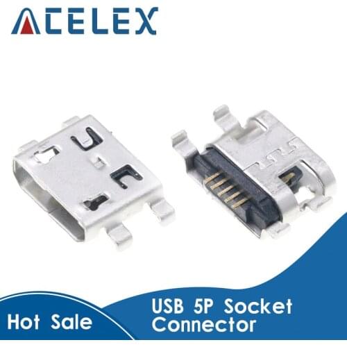 100PCS Micro USB 5Pin 5P Socket Connector MINI USB SMD DIP Female