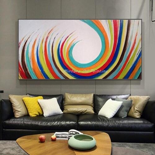 100% Hand Painted High Quality Modern Wall Art Picture Home Decoration Abstract Line Oil Painting On Canvas For Living Room