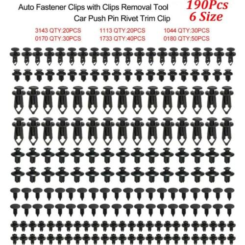 190 pcs Mixed Auto Fastener Clips Plastic Fastener Rivet Clips Universal Car Push Pin Rivet Trim Clips Kit For All Cars Clip Set