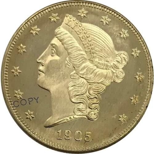 1905 United States 20 Twenty Dollars Liberty Head Double Eagle Gold coin Brass Collectibles Copy Coin