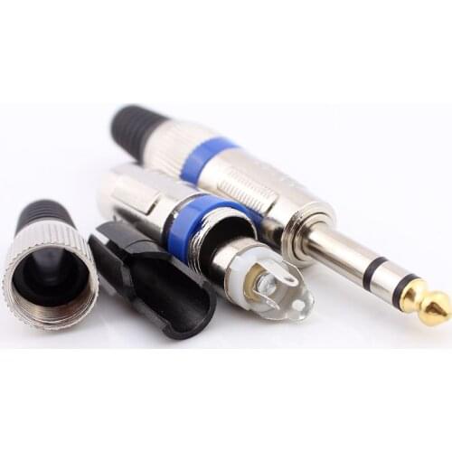 2pcs DIY 1/4" TRS 6.35mm 6.5mm Stereo Audio Plug Amplifier Microphone Plug wire solder type