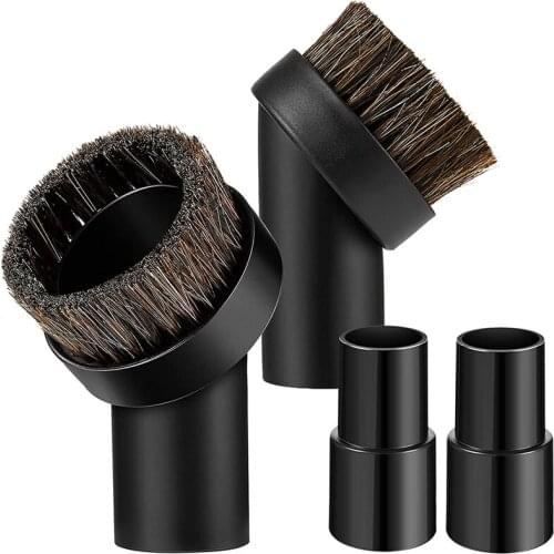 2Set Round Horse Hair Dust Brush Soft Bristle Cleaner Vacuum Brush Attachment with 1.25 to 1.37 Inch Vacuum Hose Adapter