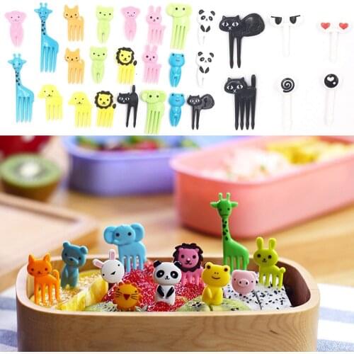 36PCS Animal Farm Fruit Fork Mini Cartoon Children Snack Cake Dessert Food Fruit Pick Toothpick Bento Lunches Party Decor