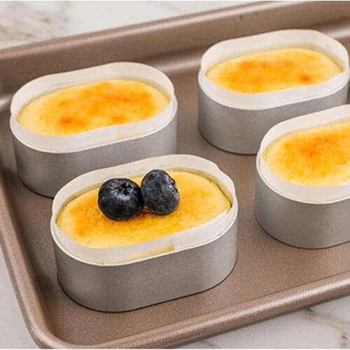 10-Pcs Oval Semi-cooked Cheese Aluminum Mold 100-Pcs Cheese Cake Mold Semi-cooked Cheese Edge Release Paper Cake Setting Tool