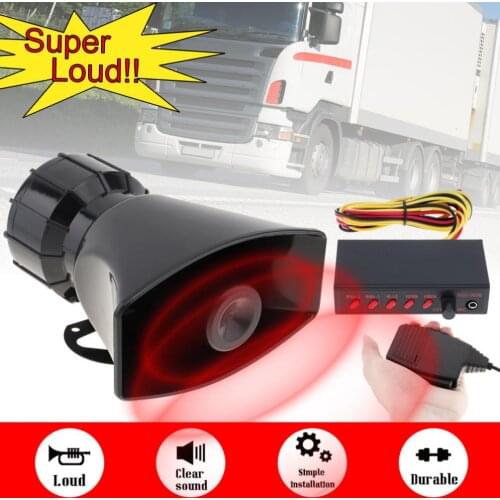 12V 100W Car Horn Siren Sound 5 Tone Alarm Electric Horn PA Speaker System Megaphone Loud for Car Train Boat Ship