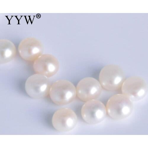 10pcs Cultured No Hole Freshwater Pearl Beads Button natural white 6-6.5mm without hole loose pearls beads for Jewelry making