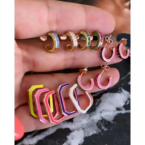 1 Piece No Piercing Women Ear Bone Cuff Rose Gold Color Enamel Rectangle Clip On Earring Fashion