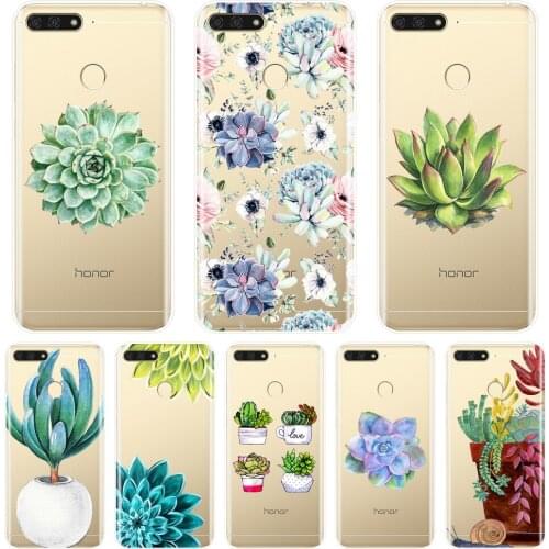 Flower Succulent Phone Case For Huawei Y5 Y6 Y7 Prime 2017 2018 Y9 2019 Silicone Soft Back Cover For Huawei Y3 Y5 Y6 II Y7 Pro