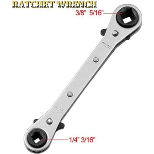 OOTDTY 3/16" 1/4" 5/16" 3/8" Double End Ratchet Wrench Air Conditioning Refrigeration Professional Repair Tool