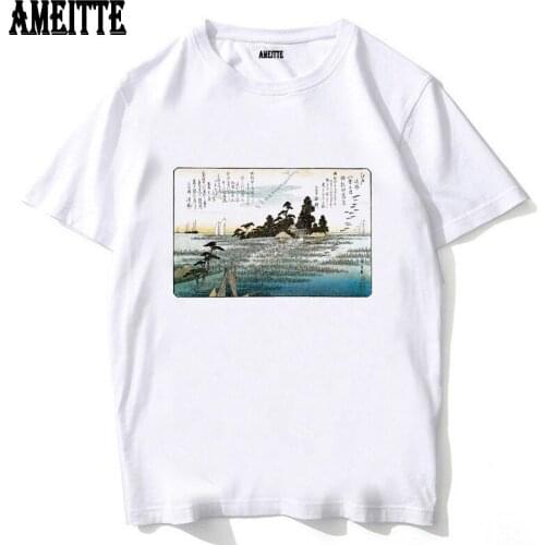 New Summer Men Short Sleeve Descending Geese c.1837-38 Japan T-Shirt Funny Vintage Art Appreciate Boy Casual Tops Man White Tees